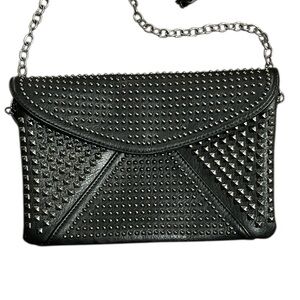 MMS Design Studio Aryanna Black Studded Crossbody with Gunmetal Studs & Chain